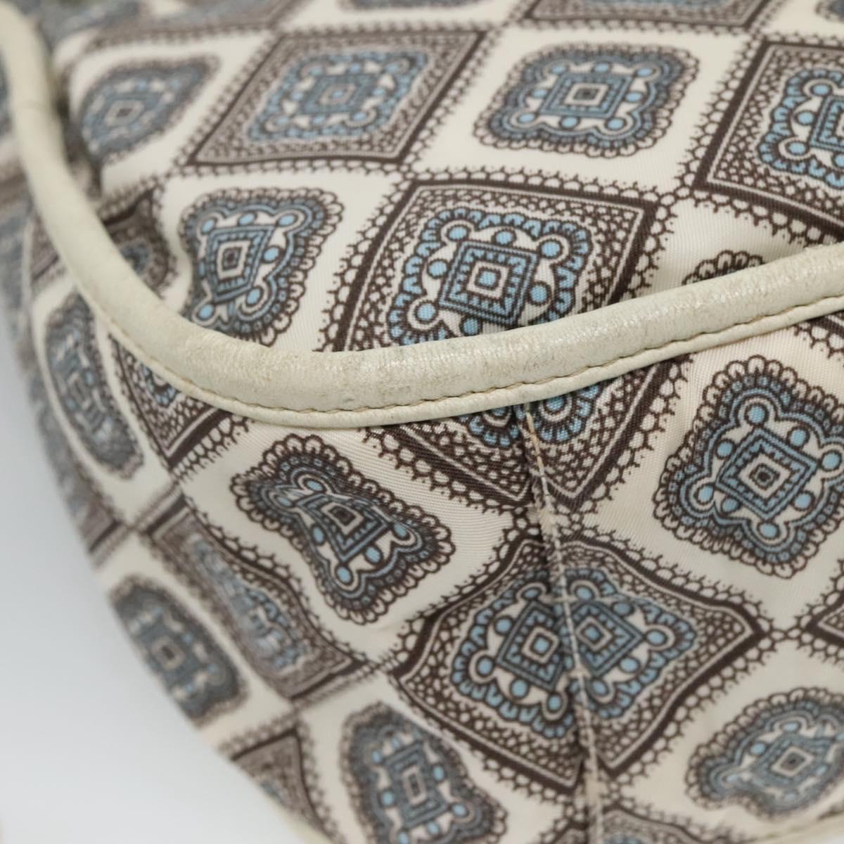 PRADA Shoulder Bag Nylon Beige Silver Auth BA4686