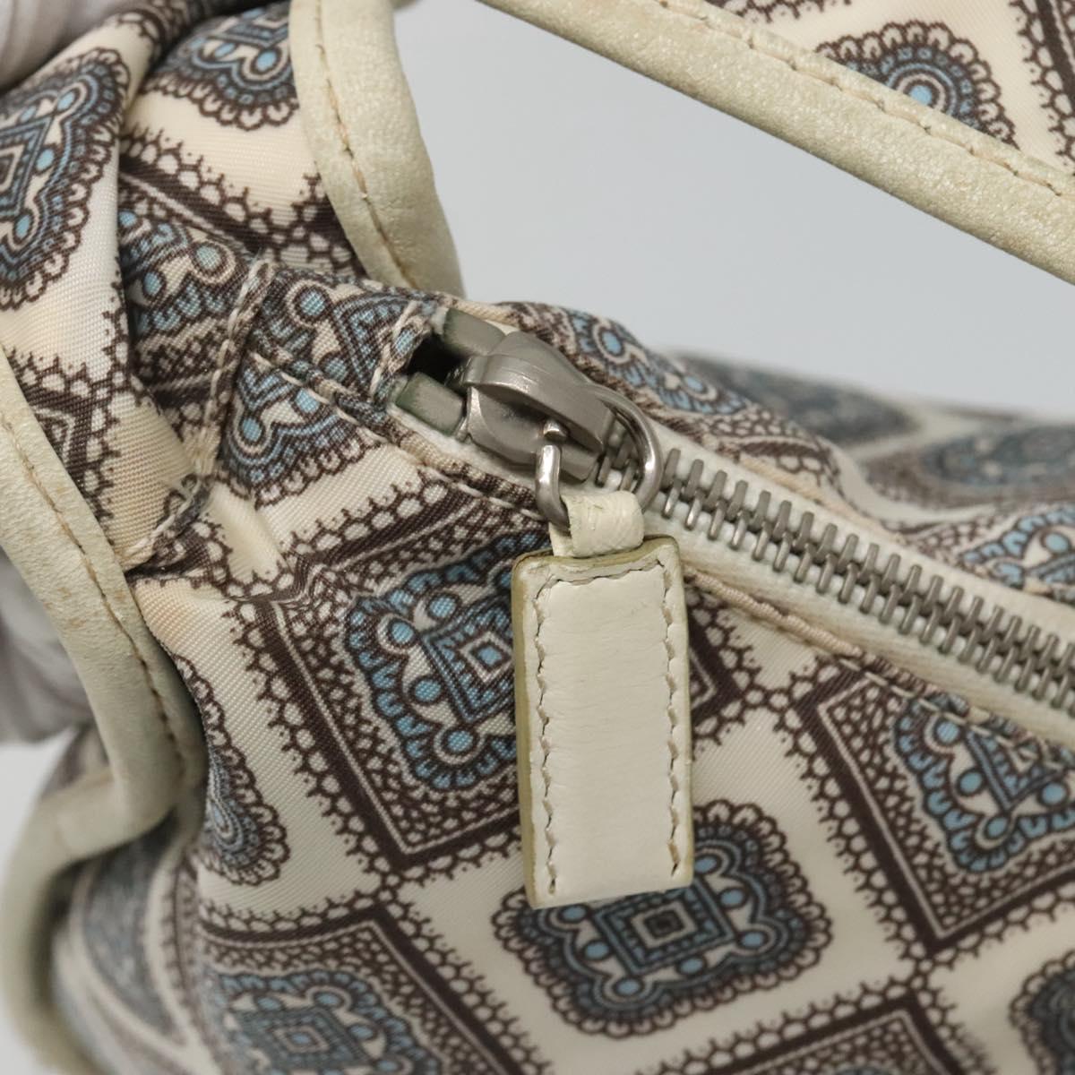 PRADA Shoulder Bag Nylon Beige Silver Auth BA4686