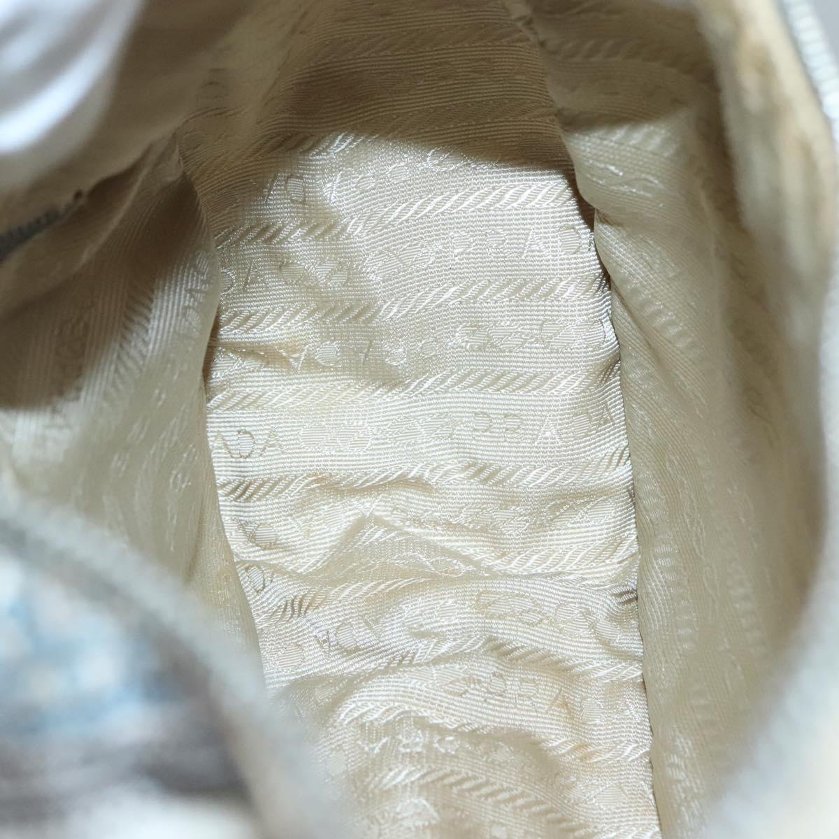 PRADA Shoulder Bag Nylon Beige Silver Auth BA4686