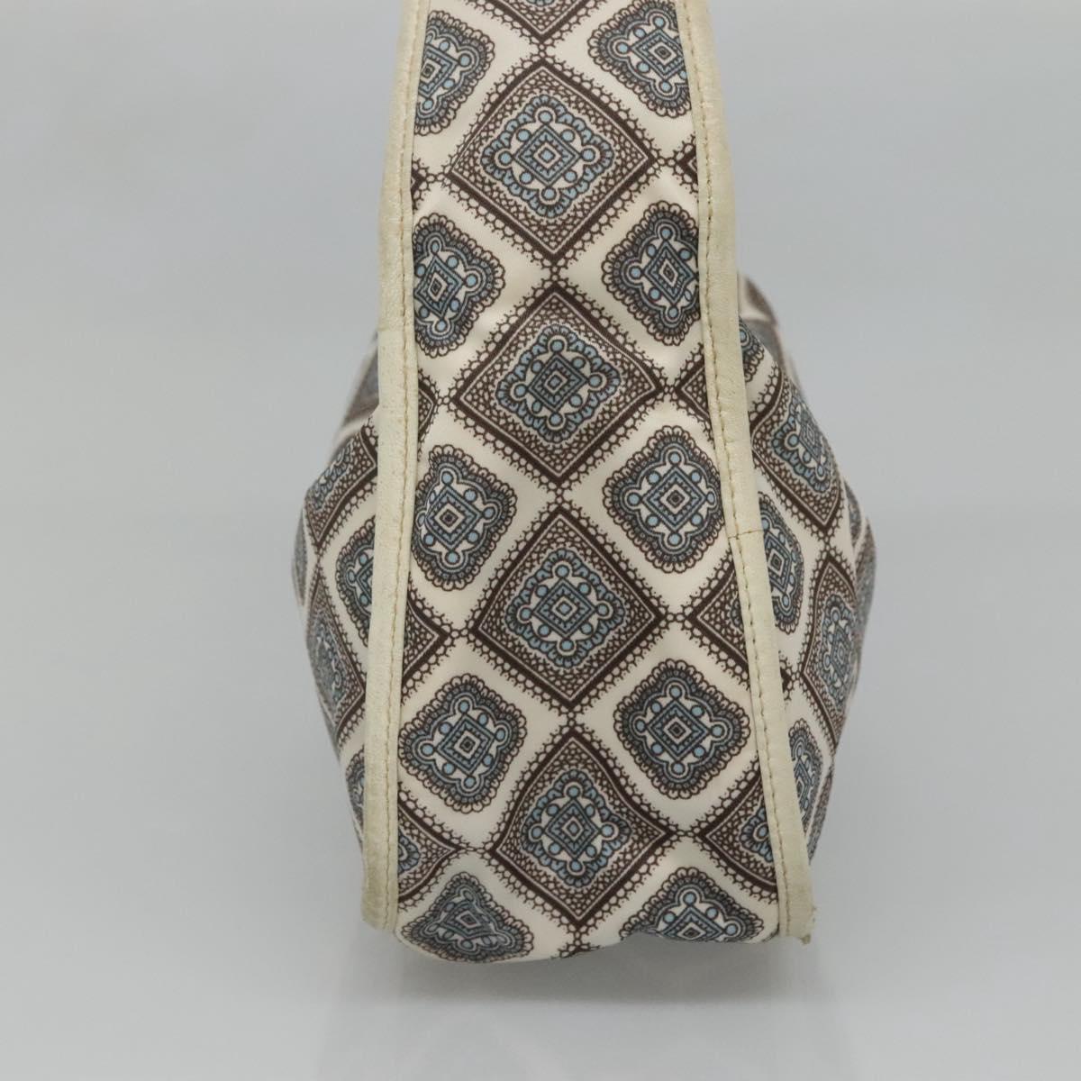 PRADA Shoulder Bag Nylon Beige Silver Auth BA4686