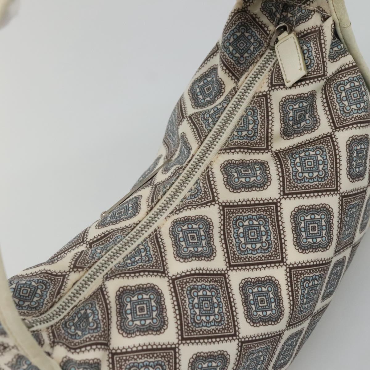 PRADA Shoulder Bag Nylon Beige Silver Auth BA4686