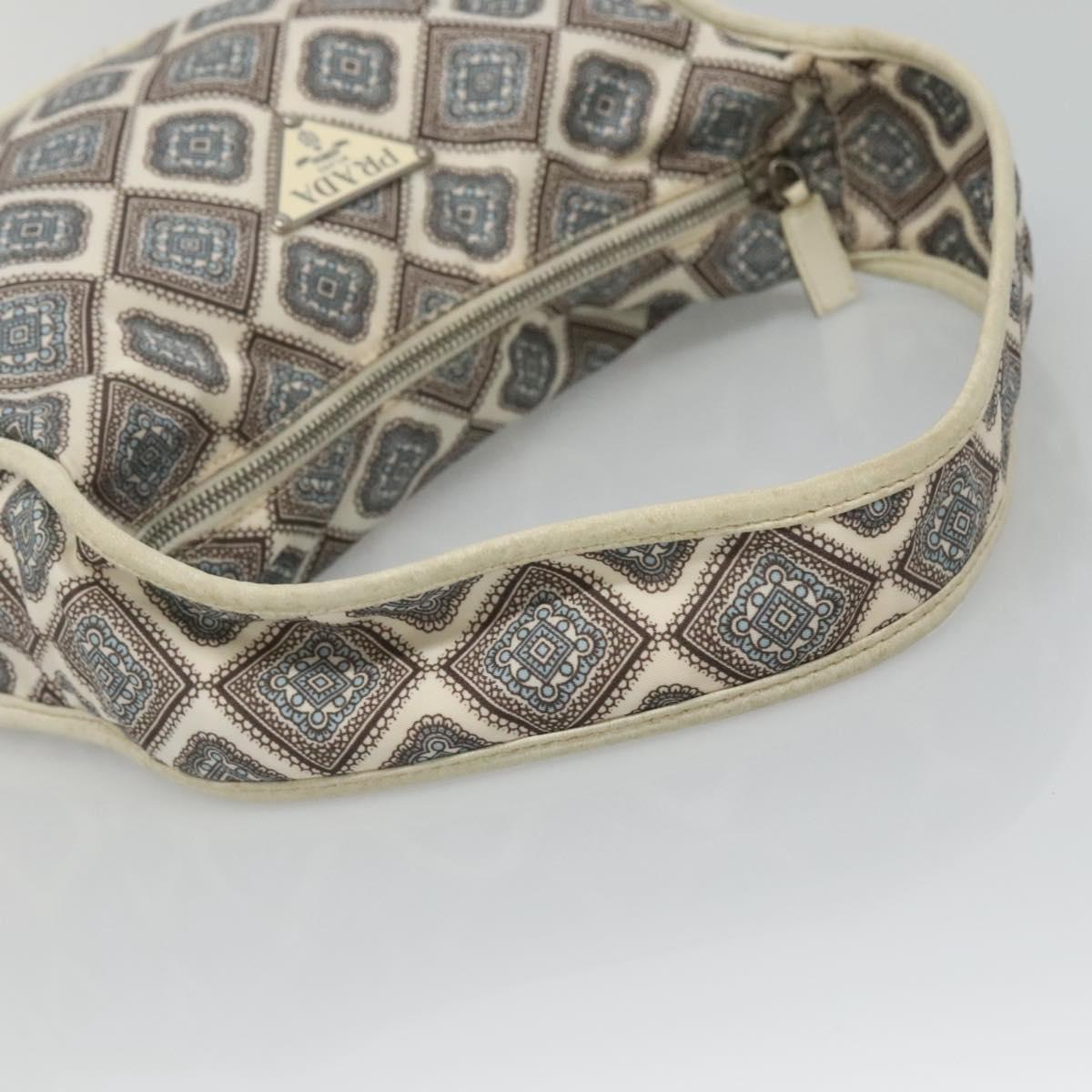 PRADA Shoulder Bag Nylon Beige Silver Auth BA4686