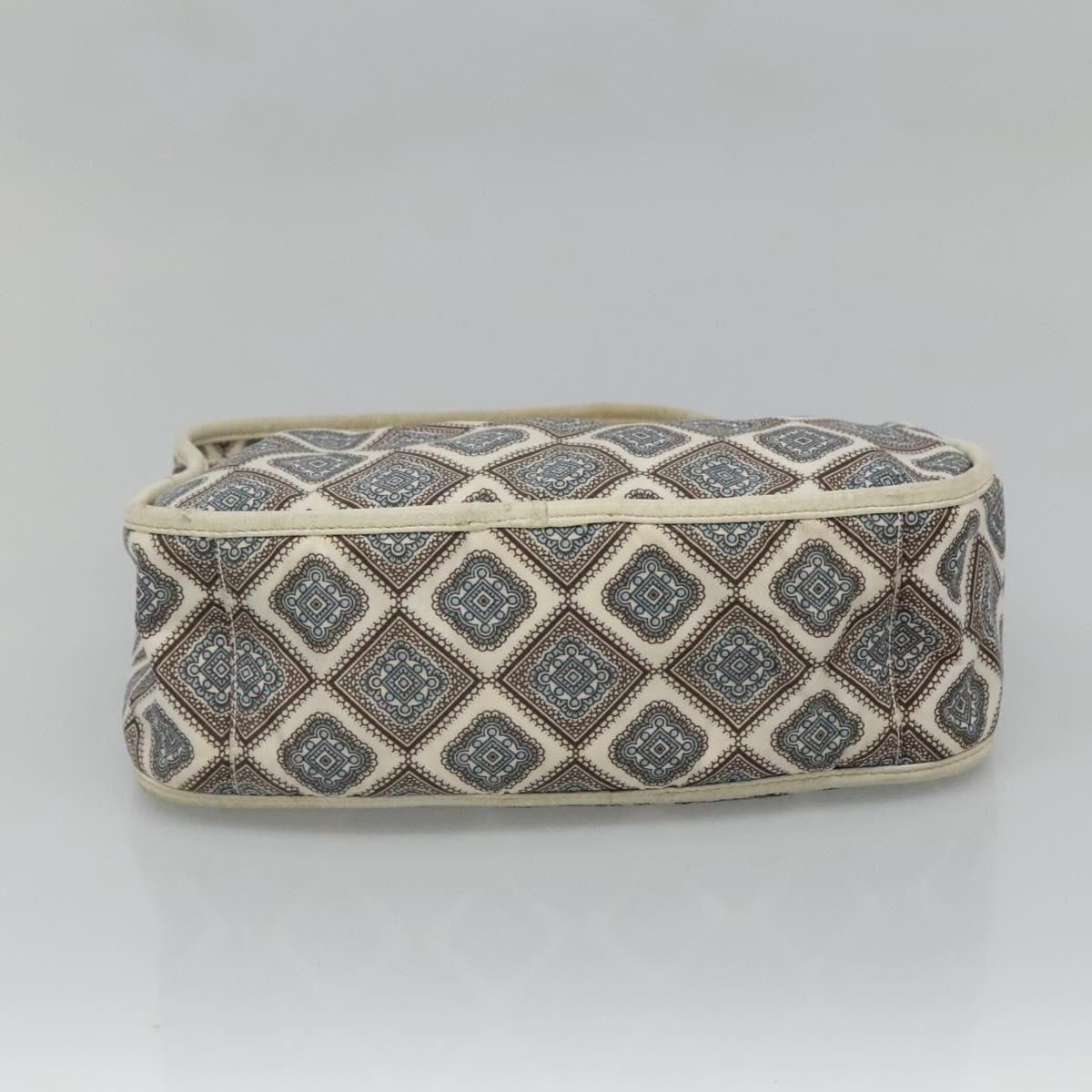 PRADA Shoulder Bag Nylon Beige Silver Auth BA4686