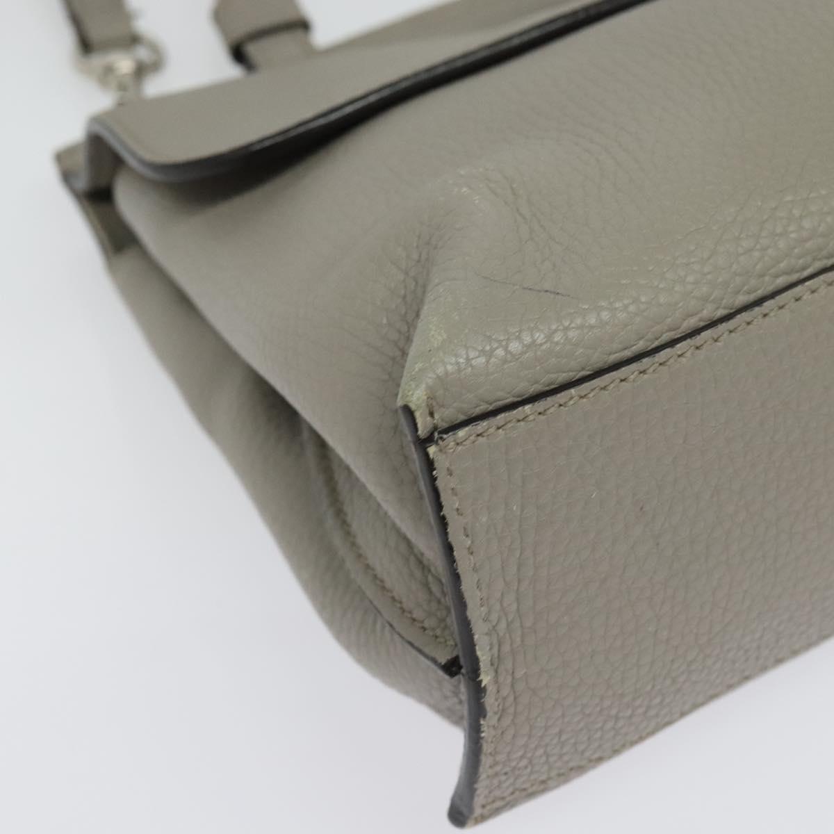 GUCCI Bamboo Daily Hand Bag Leather 2way Gray Silver 370831 Auth BA4687