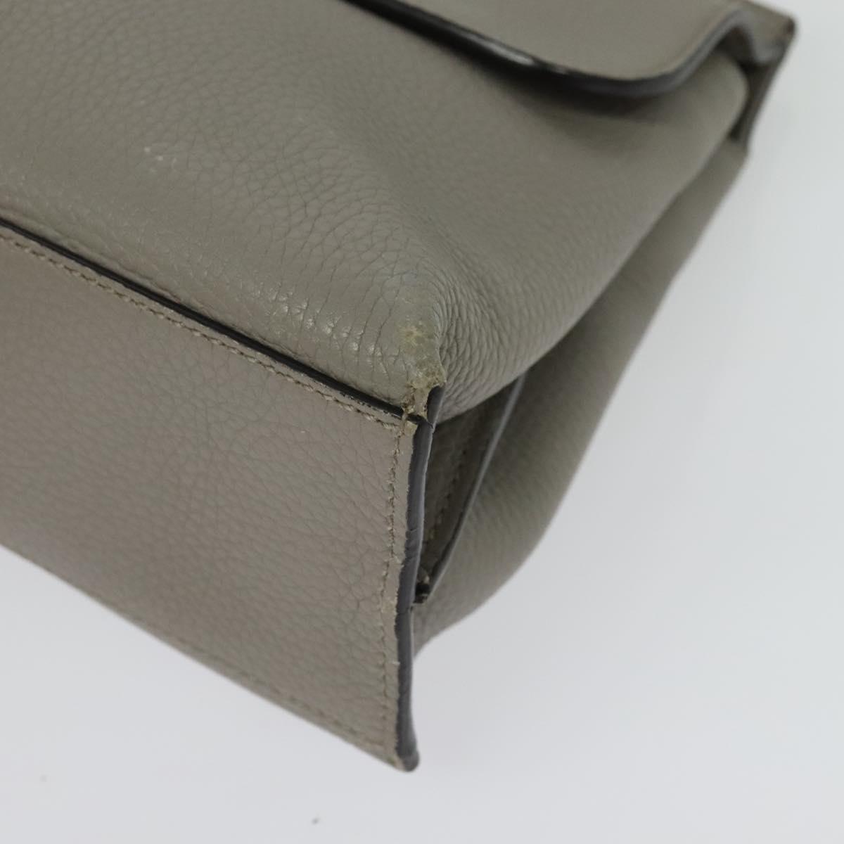 GUCCI Bamboo Daily Hand Bag Leather 2way Gray Silver 370831 Auth BA4687