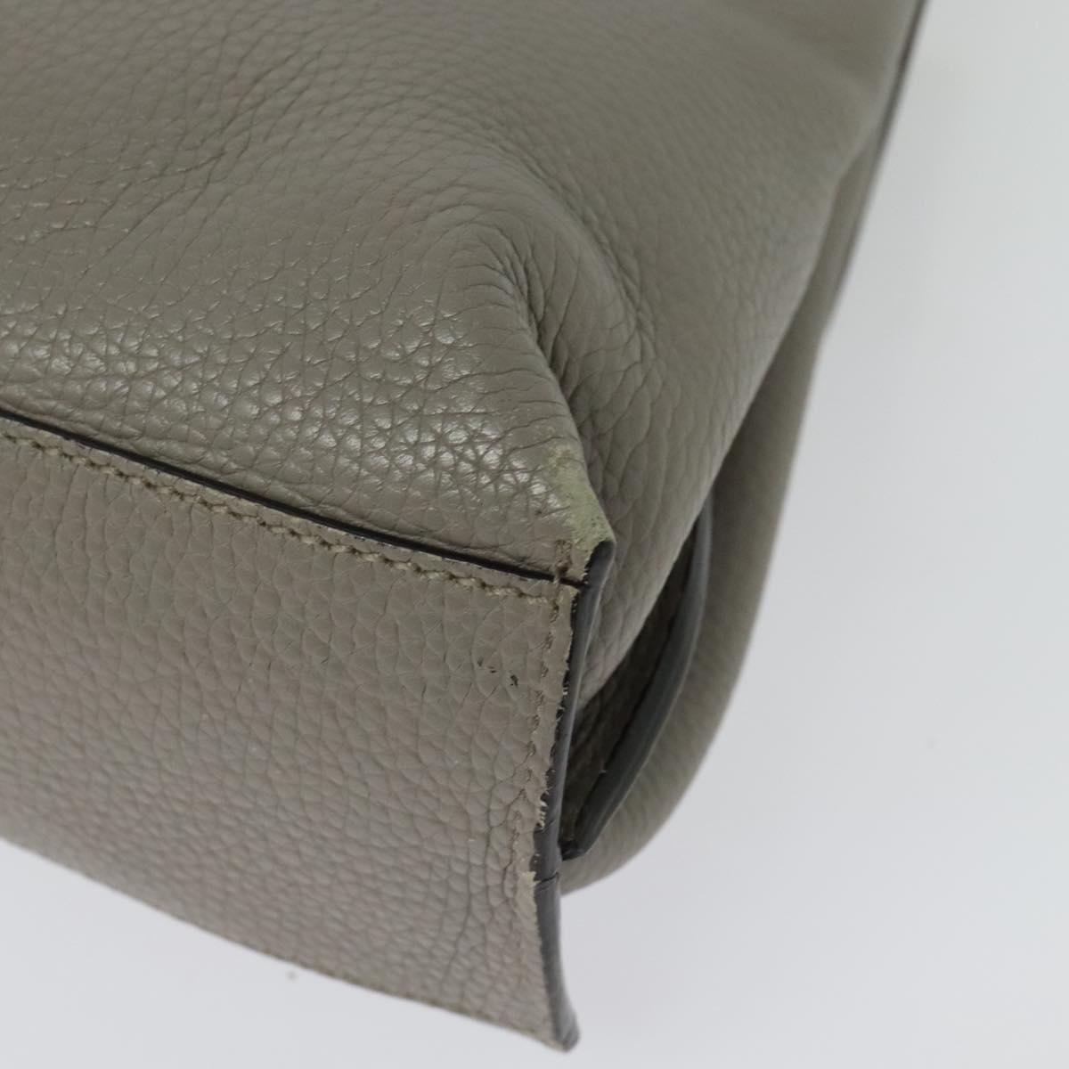 GUCCI Bamboo Daily Hand Bag Leather 2way Gray Silver 370831 Auth BA4687