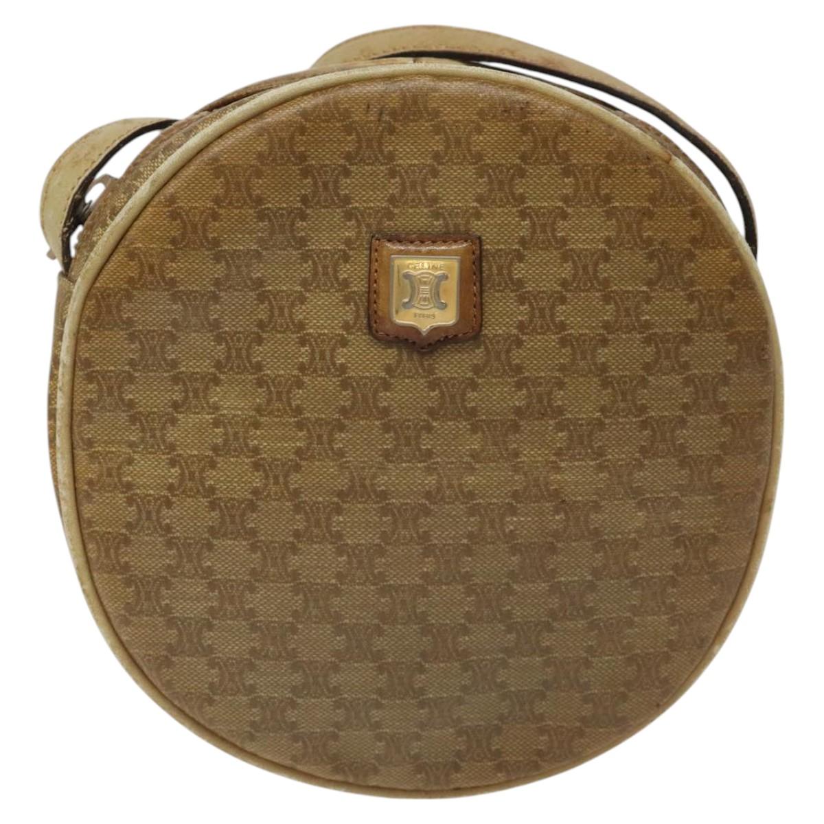 CELINE Macadam Canvas Shoulder Bag Brown Auth BA469