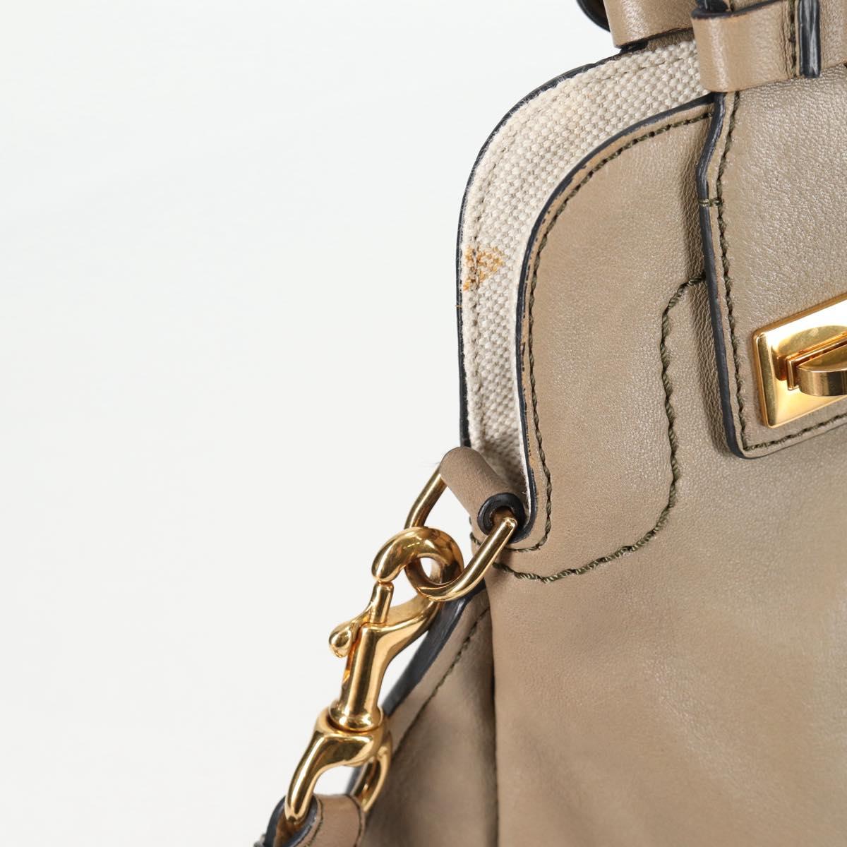 Chloe Margaret Hand Bag Leather 2way Gold olive Auth BA4692