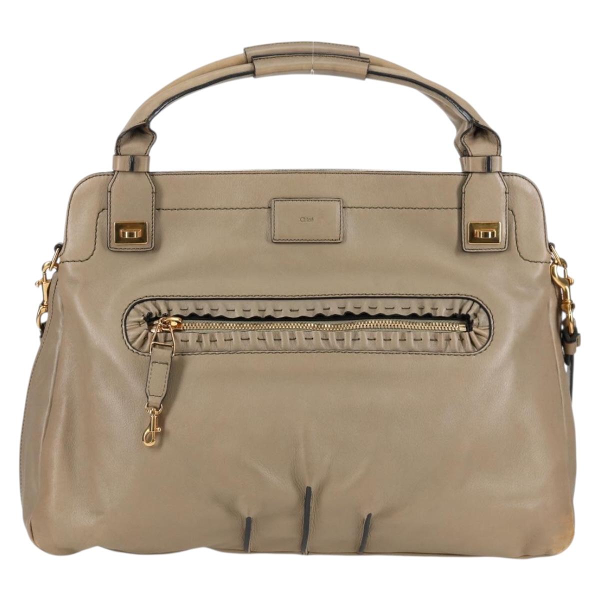 Chloe Margaret Hand Bag Leather 2way Gold olive Auth BA4692