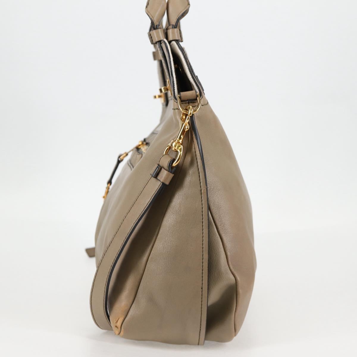 Chloe Margaret Hand Bag Leather 2way Gold olive Auth BA4692