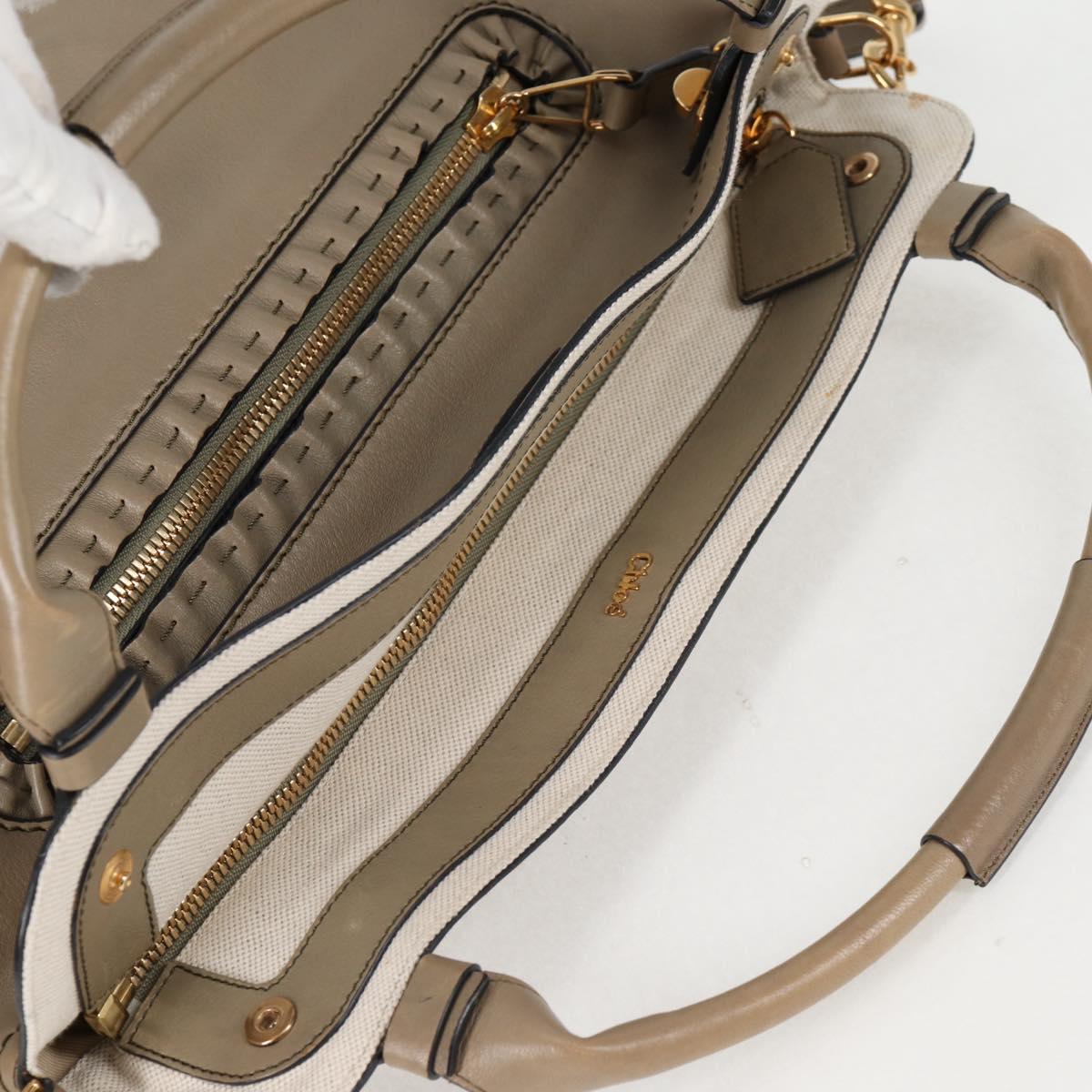 Chloe Margaret Hand Bag Leather 2way Gold olive Auth BA4692