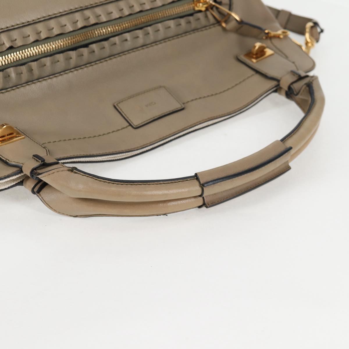 Chloe Margaret Hand Bag Leather 2way Gold olive Auth BA4692