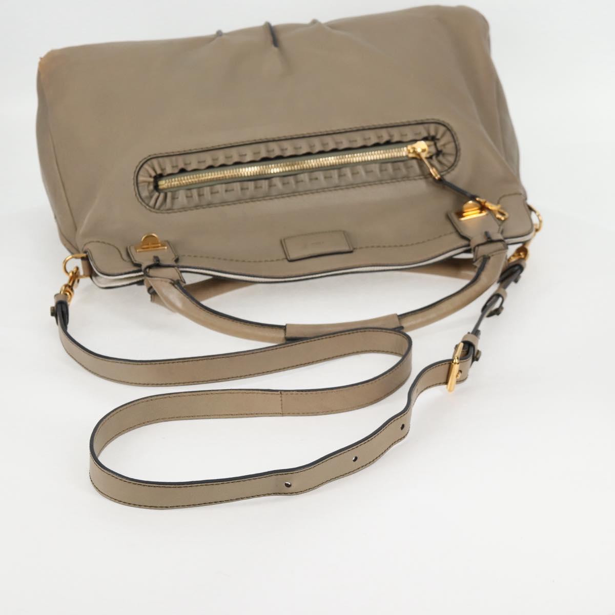 Chloe Margaret Hand Bag Leather 2way Gold olive Auth BA4692