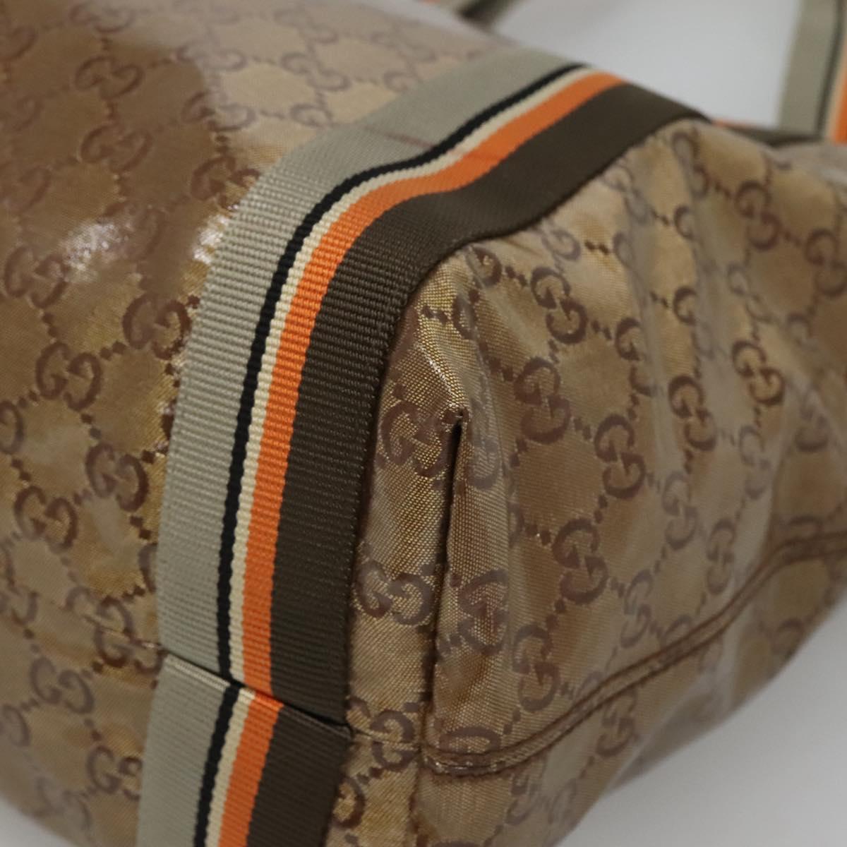 GUCCI GG Crystal Sherry Line Tote Bag Coated Canvas Brown 189669 Auth BA4700