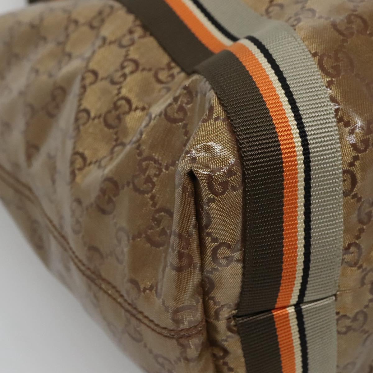 GUCCI GG Crystal Sherry Line Tote Bag Coated Canvas Brown 189669 Auth BA4700