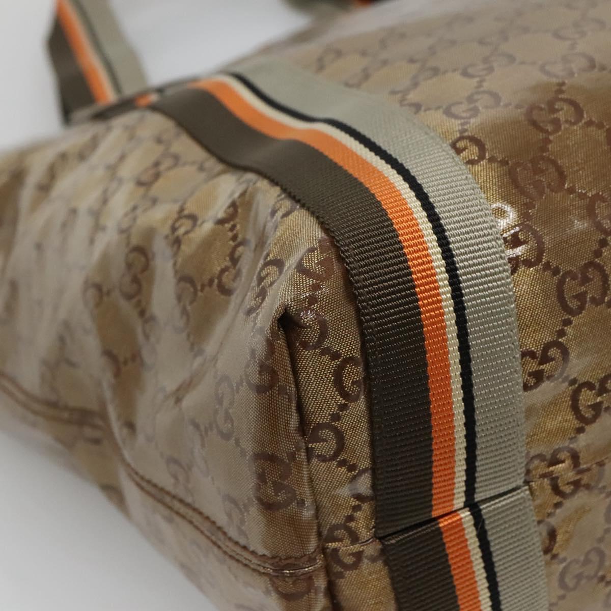 GUCCI GG Crystal Sherry Line Tote Bag Coated Canvas Brown 189669 Auth BA4700