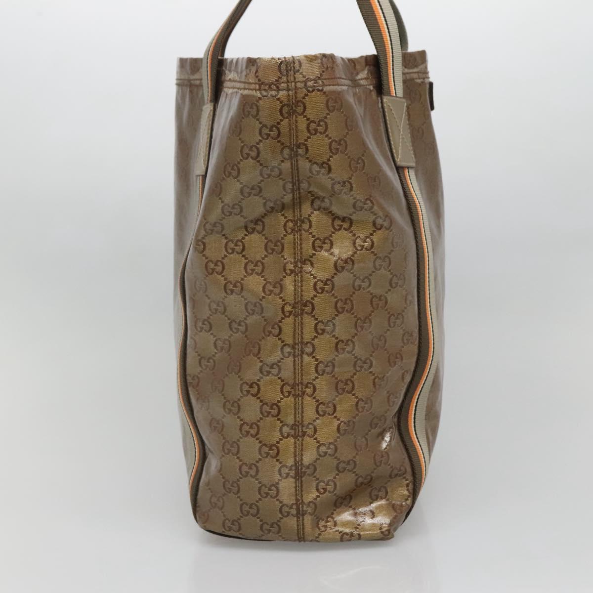GUCCI GG Crystal Sherry Line Tote Bag Coated Canvas Brown 189669 Auth BA4700