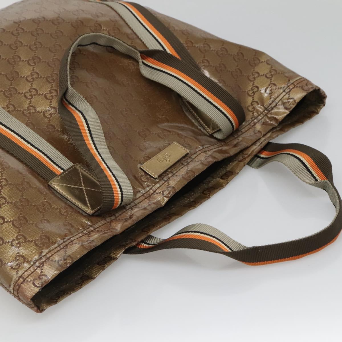 GUCCI GG Crystal Sherry Line Tote Bag Coated Canvas Brown 189669 Auth BA4700