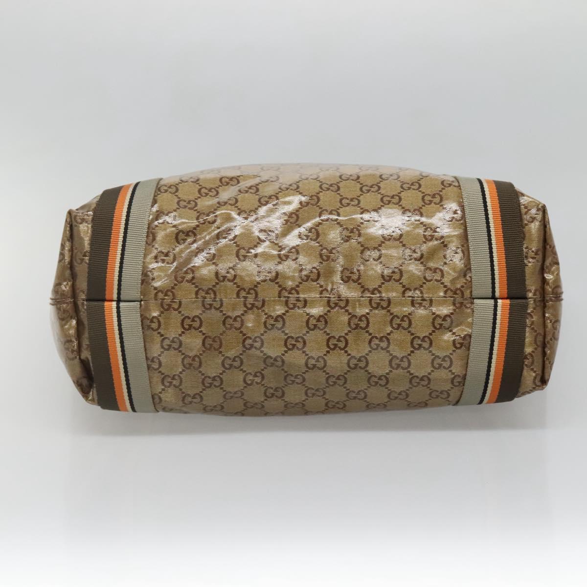 GUCCI GG Crystal Sherry Line Tote Bag Coated Canvas Brown 189669 Auth BA4700