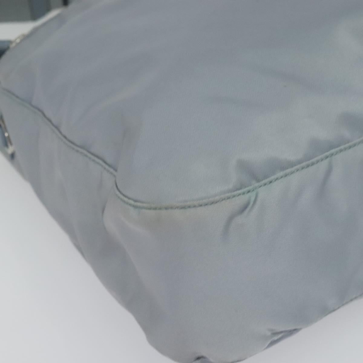 PRADA Shoulder Bag Nylon Light Blue Silver Auth BA4705