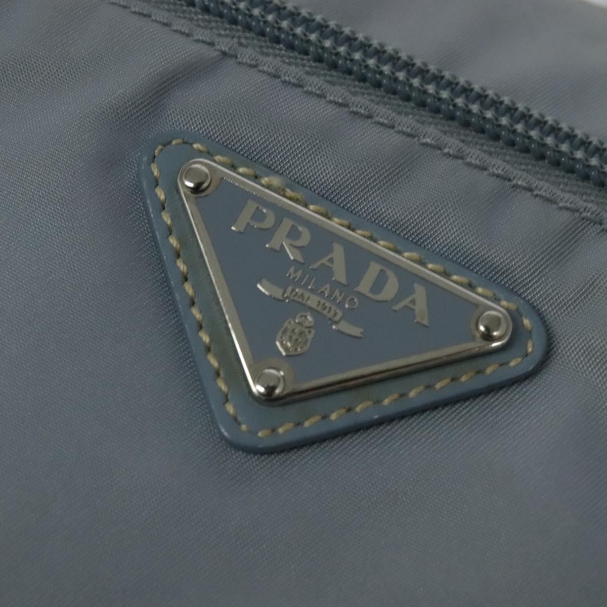 PRADA Shoulder Bag Nylon Light Blue Silver Auth BA4705