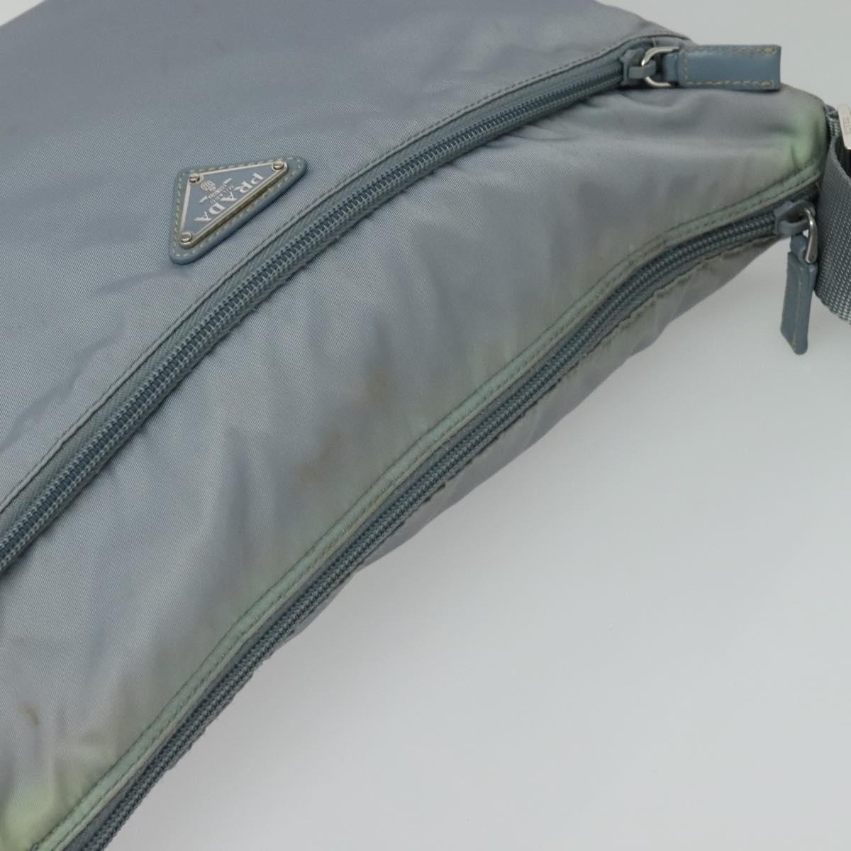 PRADA Shoulder Bag Nylon Light Blue Silver Auth BA4705