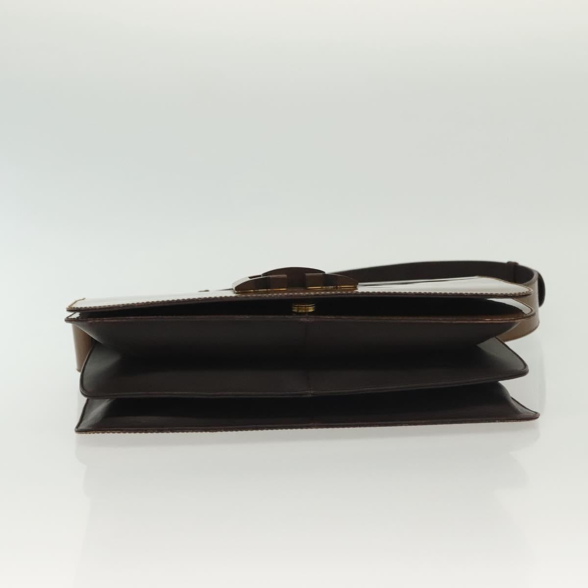 Salvatore Ferragamo Shoulder Bag Vinyl Brown Gold Auth BA4715