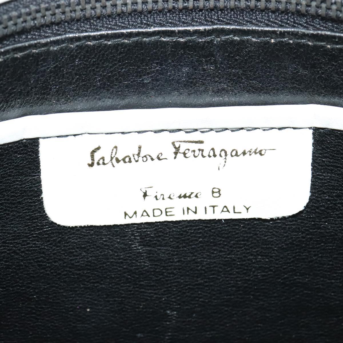Salvatore Ferragamo Shoulder Bag Leather White Gold Auth BA4716