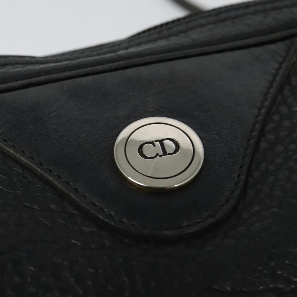 Christian Dior Shoulder Bag Leather Black Silver Auth BA4744