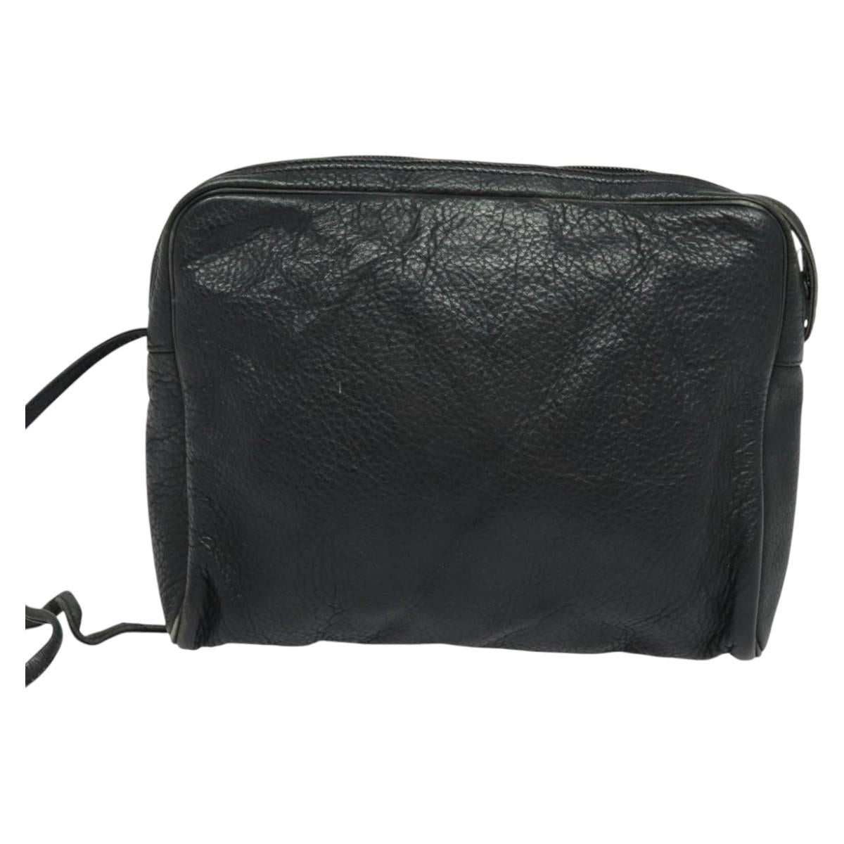 Christian Dior Shoulder Bag Leather Black Silver Auth BA4744