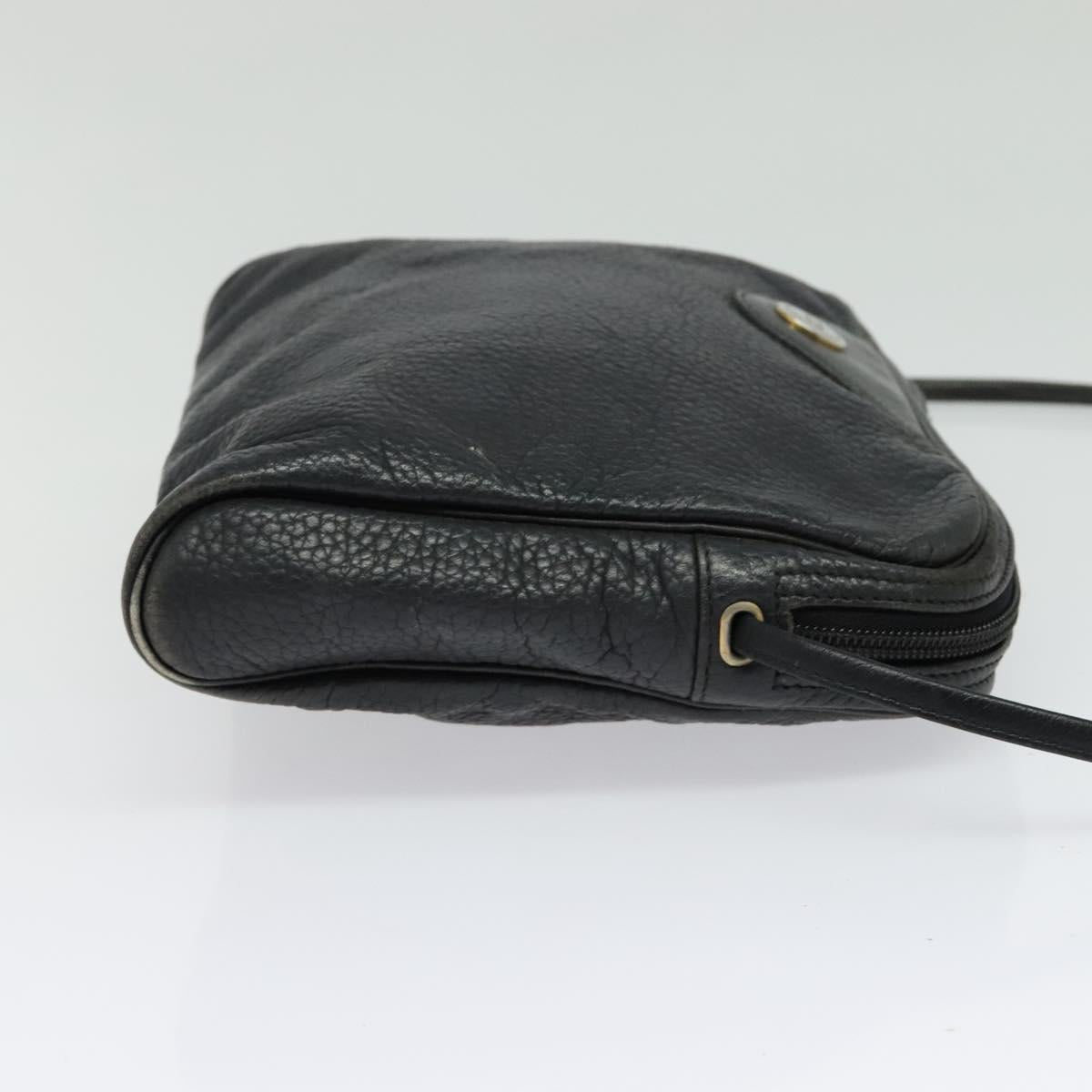 Christian Dior Shoulder Bag Leather Black Silver Auth BA4744