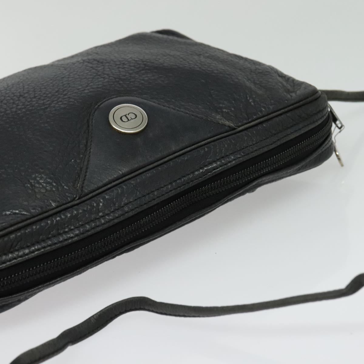 Christian Dior Shoulder Bag Leather Black Silver Auth BA4744