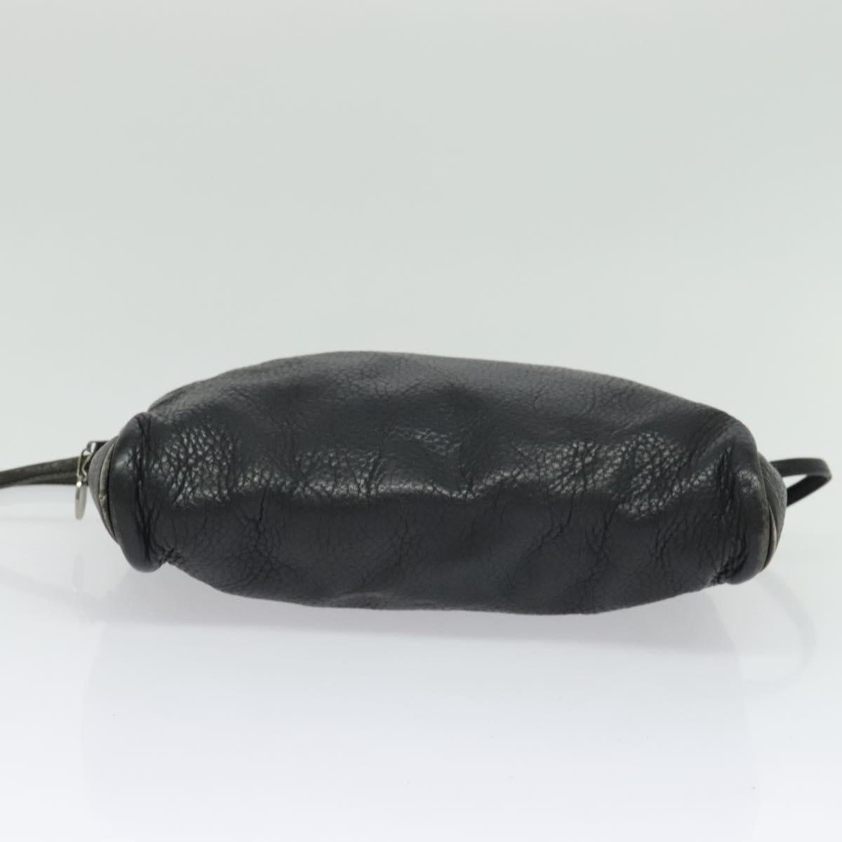 Christian Dior Shoulder Bag Leather Black Silver Auth BA4744