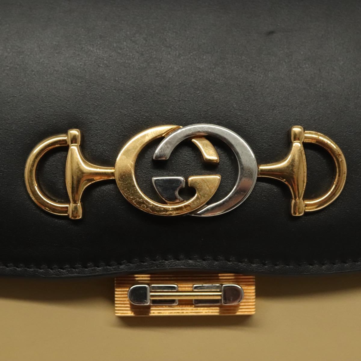 GUCCI Horsebit Zumi Shoulder Bag Leather Beige Gold Silver 576388 Auth BA4748