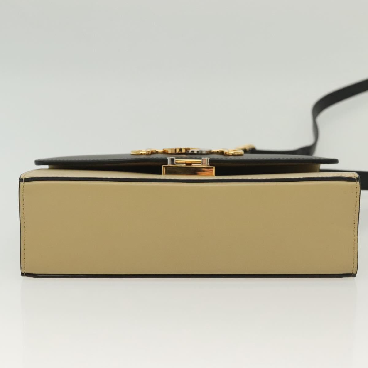 GUCCI Horsebit Zumi Shoulder Bag Leather Beige Gold Silver 576388 Auth BA4748
