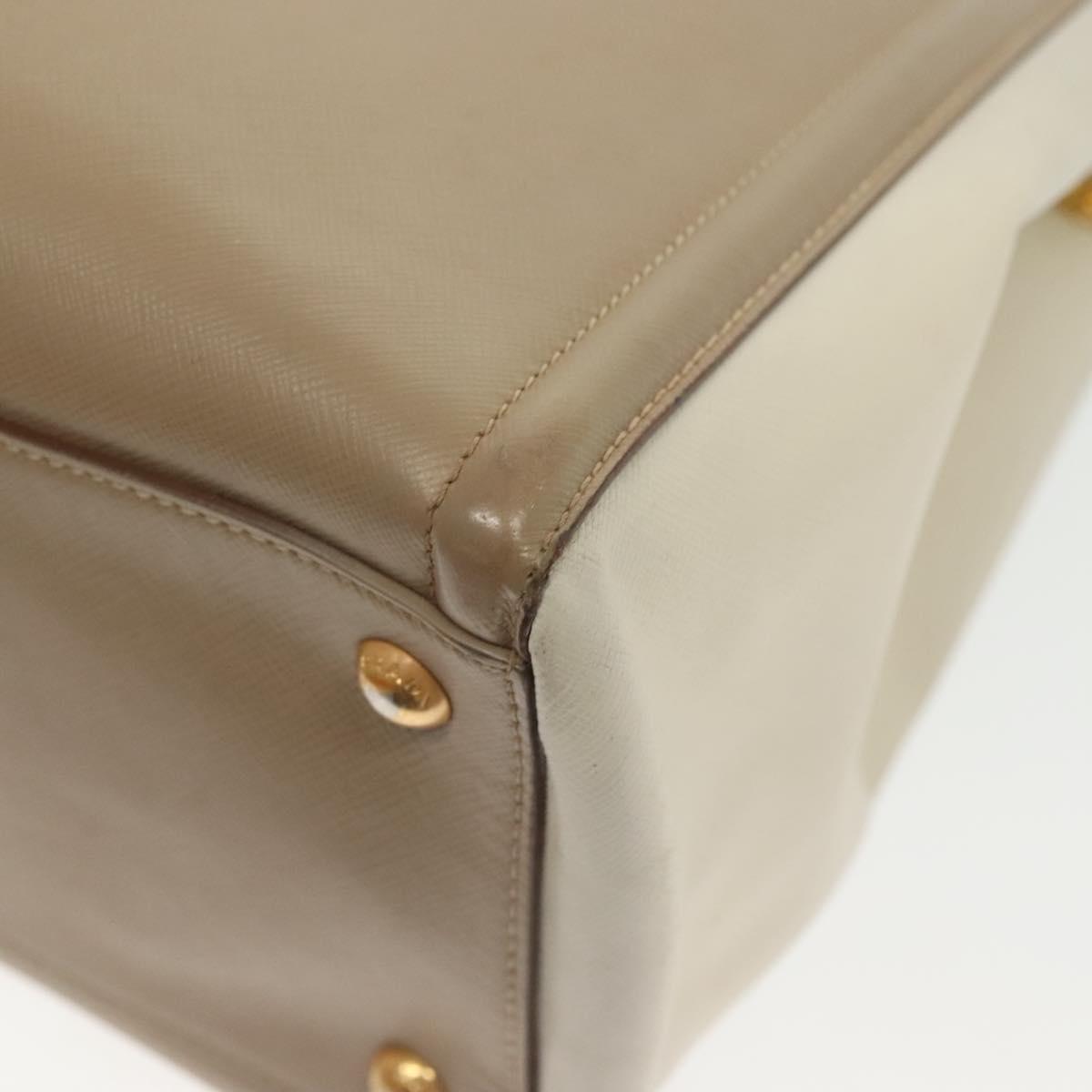 PRADA Hand Bag Safiano Leather 2way Beige Gold Auth BA4750