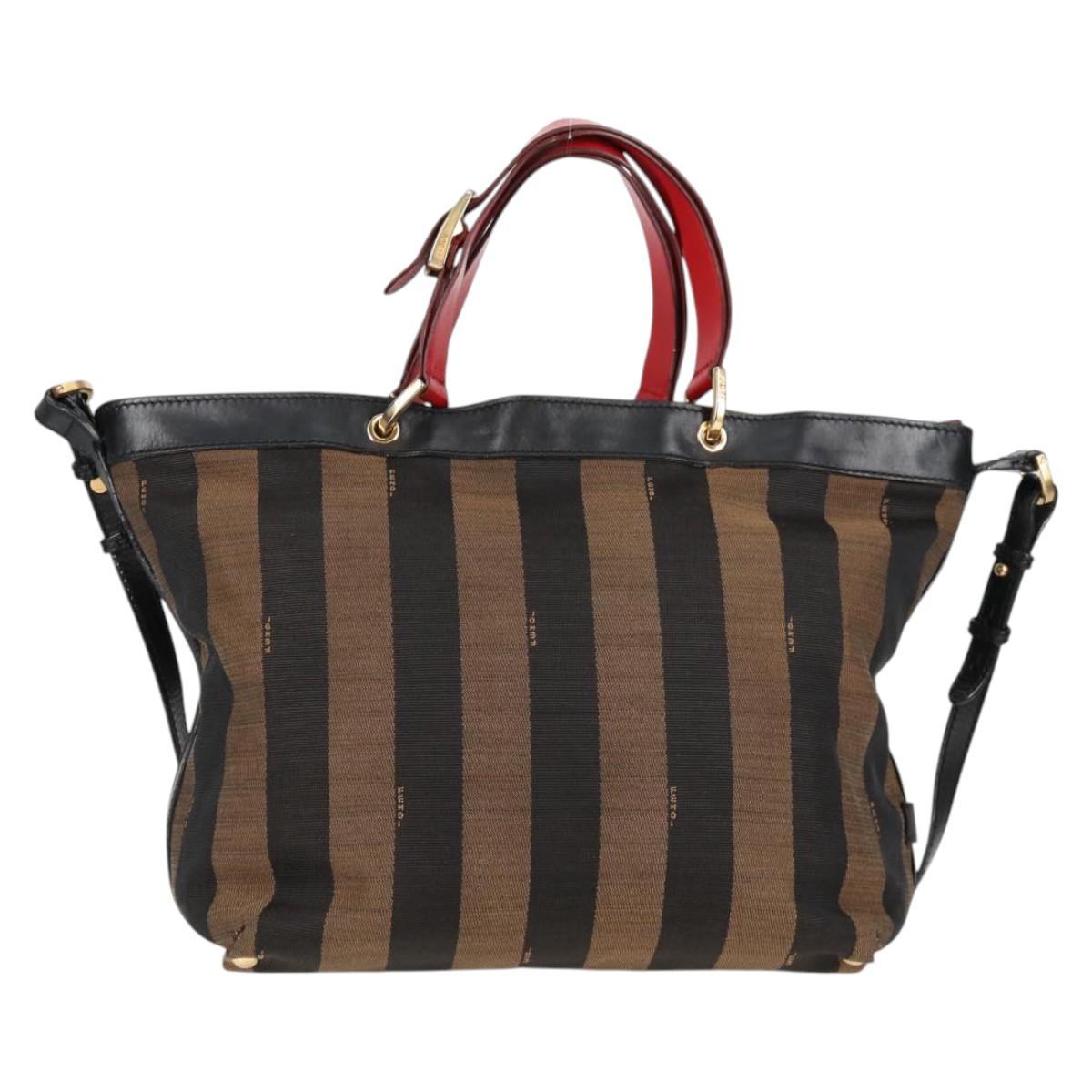 FENDI Pecan Canvas Backpack Brown Black Auth BA4760