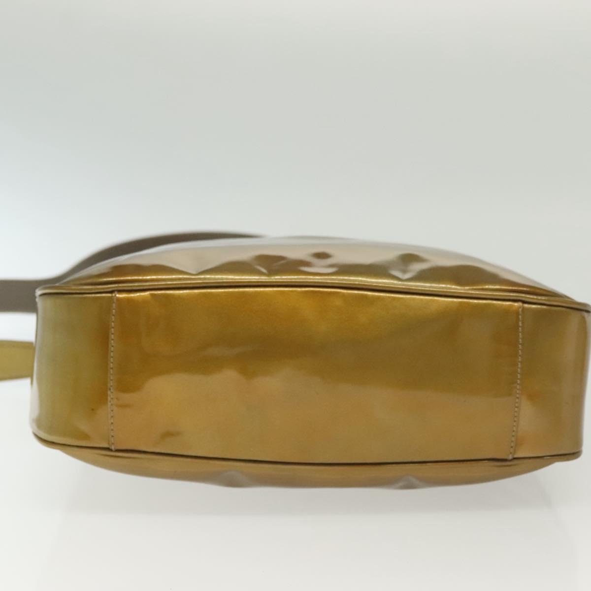GUCCI Bamboo Hand Bag Patent leather 2way Beige Gold 001 1014 1638 0 Auth BA4761