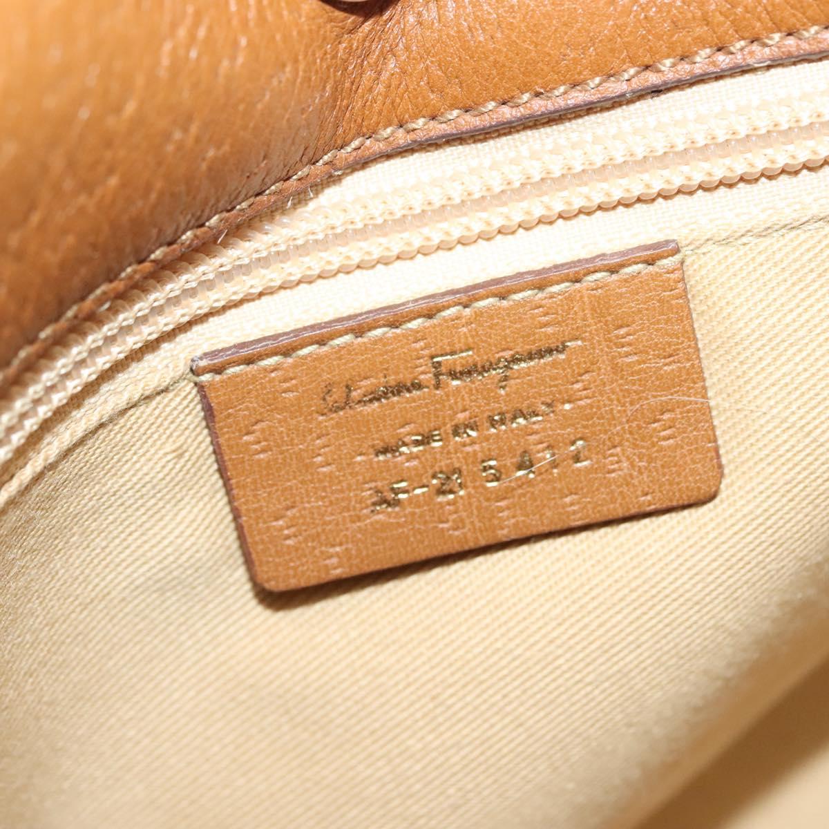 Salvatore Ferragamo Gancini Shoulder Bag Leather Brown Gold Auth BA4764