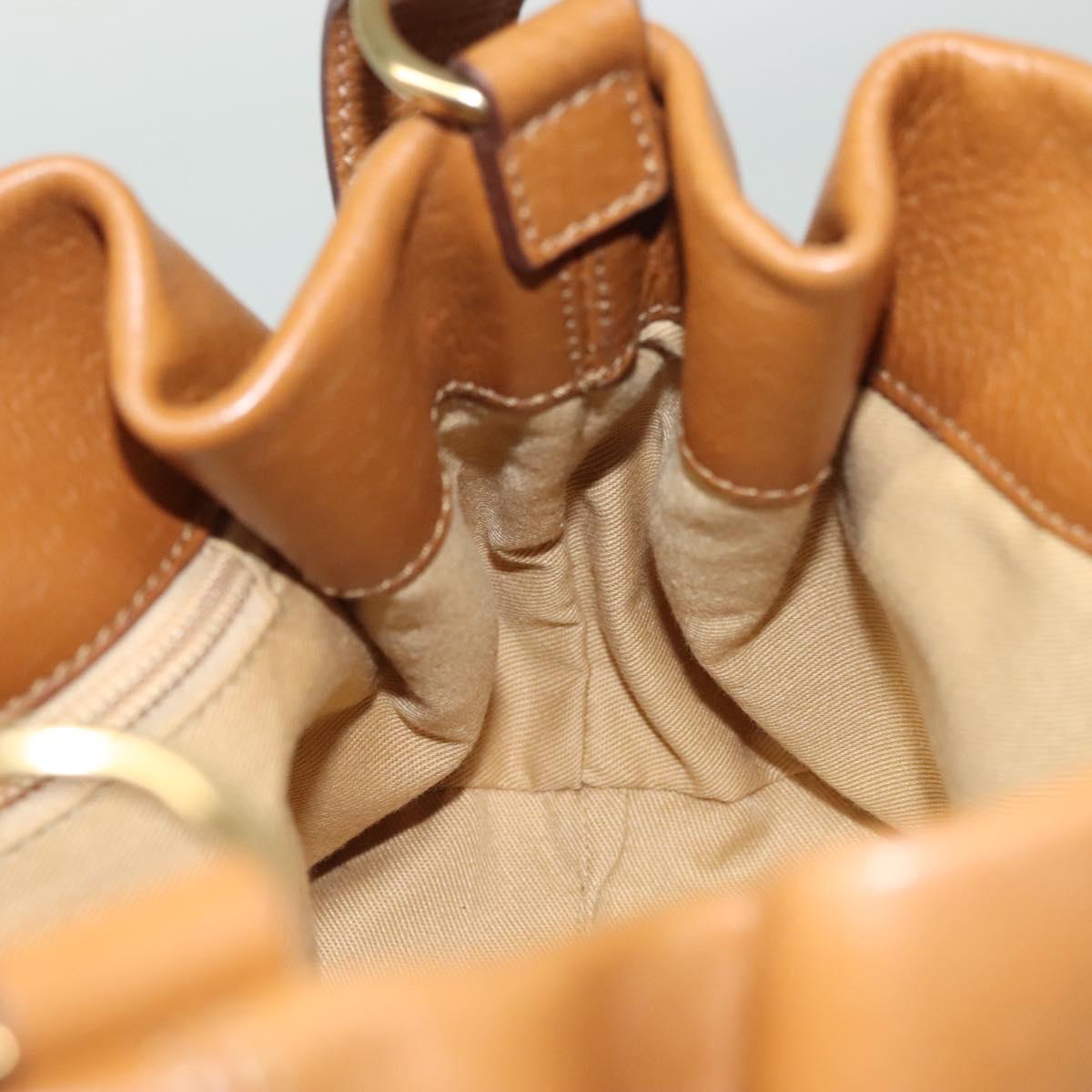 Salvatore Ferragamo Gancini Shoulder Bag Leather Brown Gold Auth BA4764