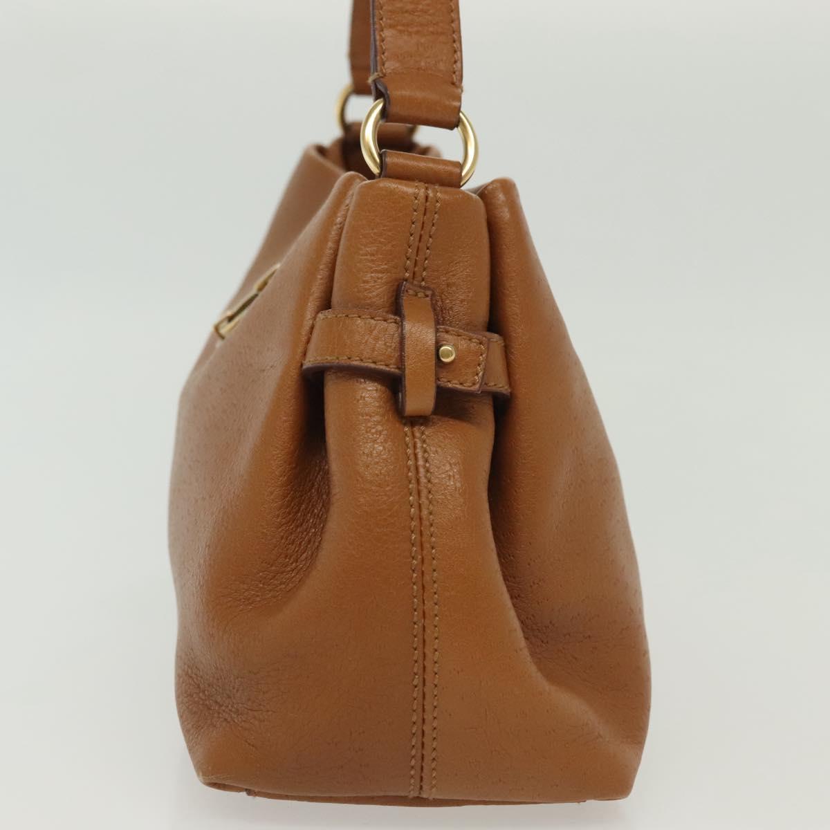 Salvatore Ferragamo Gancini Shoulder Bag Leather Brown Gold Auth BA4764