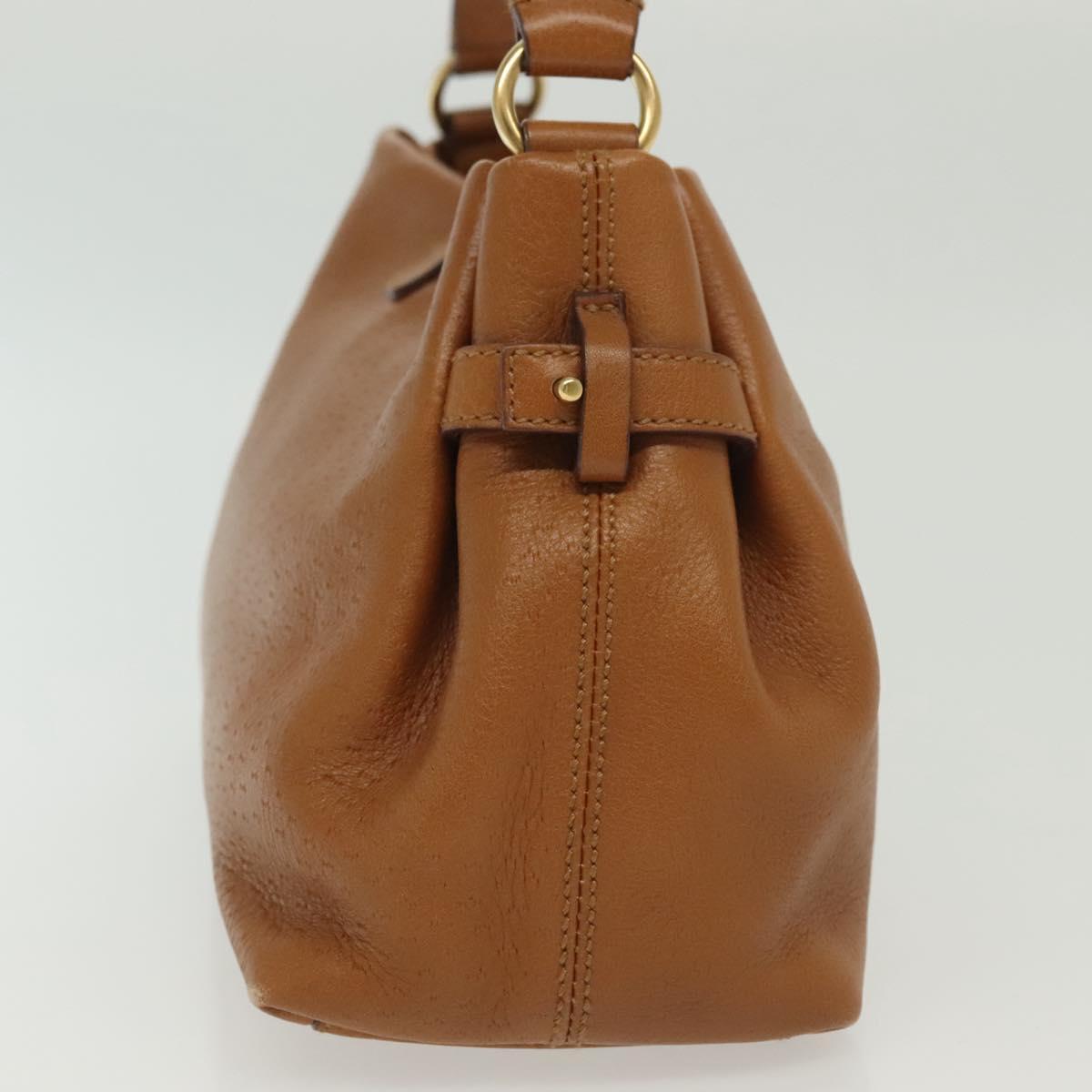 Salvatore Ferragamo Gancini Shoulder Bag Leather Brown Gold Auth BA4764