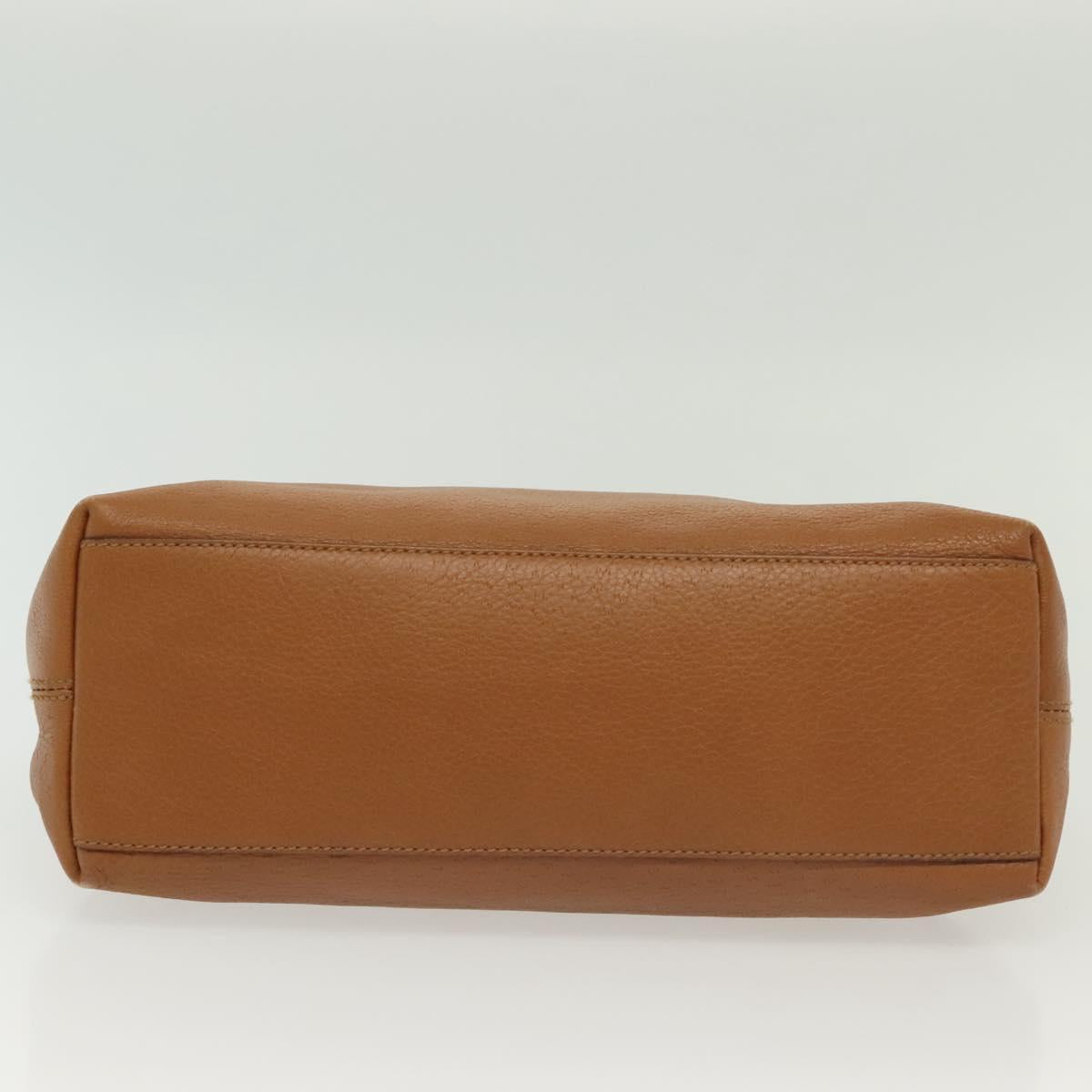 Salvatore Ferragamo Gancini Shoulder Bag Leather Brown Gold Auth BA4764