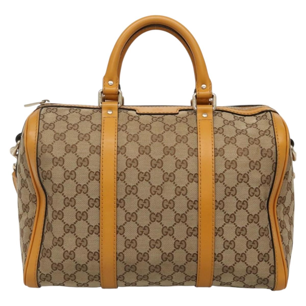 GUCCI GG Canvas Hand Bag 2way Beige Gold 247205 Auth BA4771