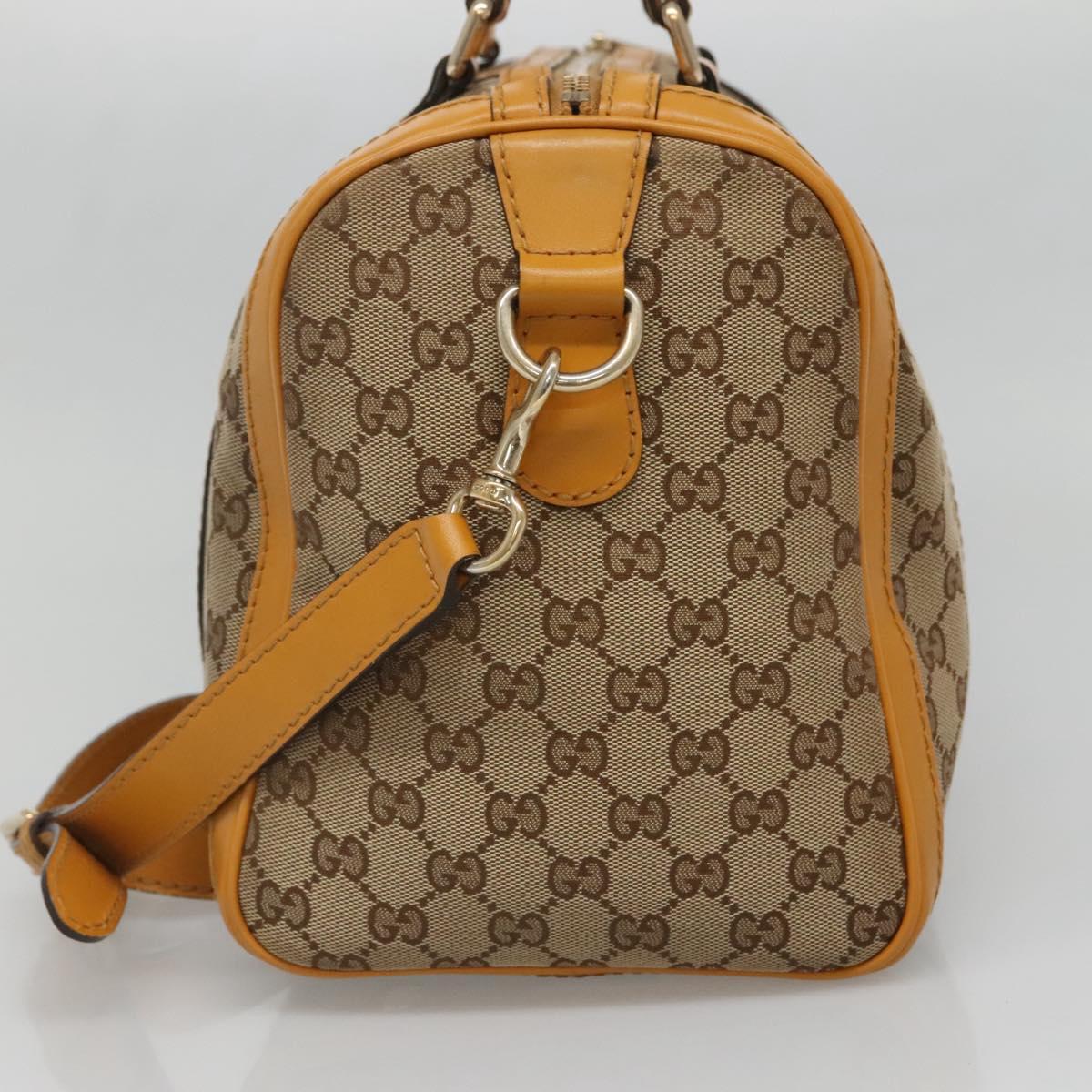 GUCCI GG Canvas Hand Bag 2way Beige Gold 247205 Auth BA4771