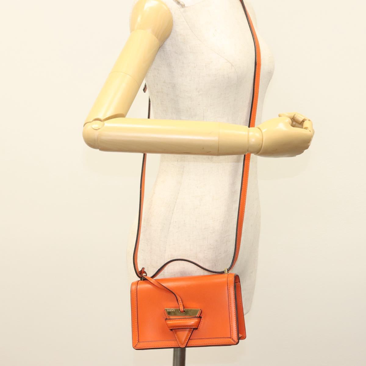 LOEWE Barcelona Shoulder Bag Leather Orange Auth BA4778