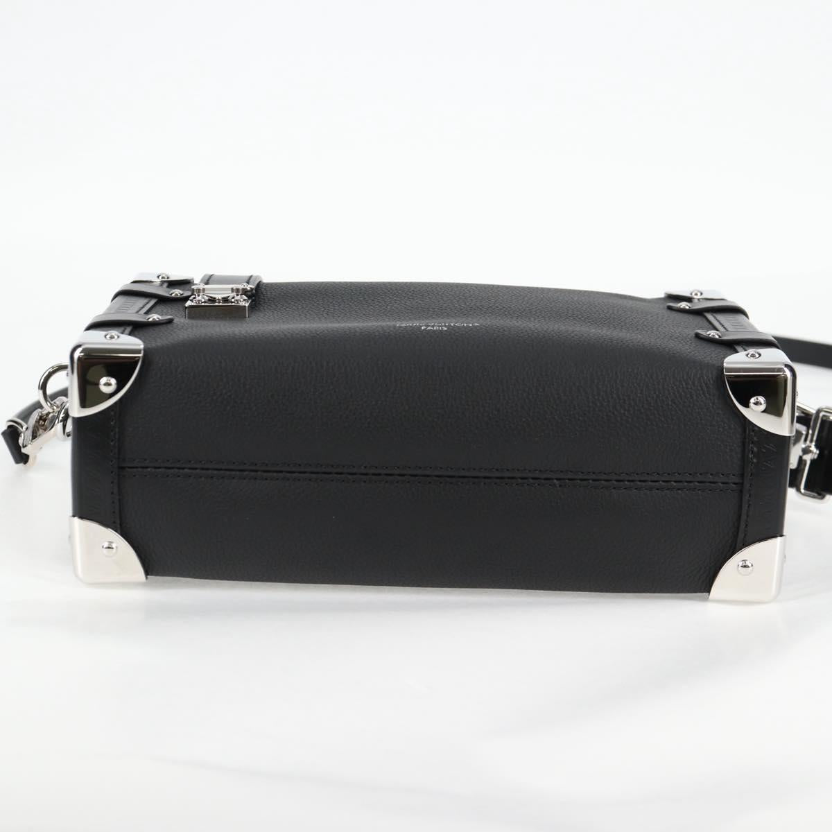 LOUIS VUITTON Side Trunk MM Shoulder Bag Leather Black M25160 LV Auth BA4781M