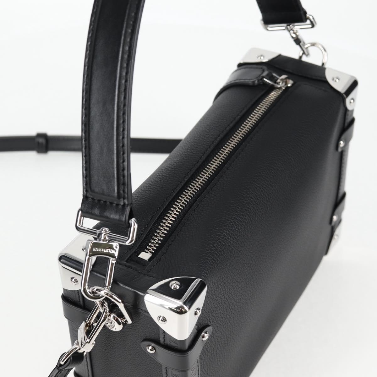 LOUIS VUITTON Side Trunk MM Shoulder Bag Leather Black M25160 LV Auth BA4781M
