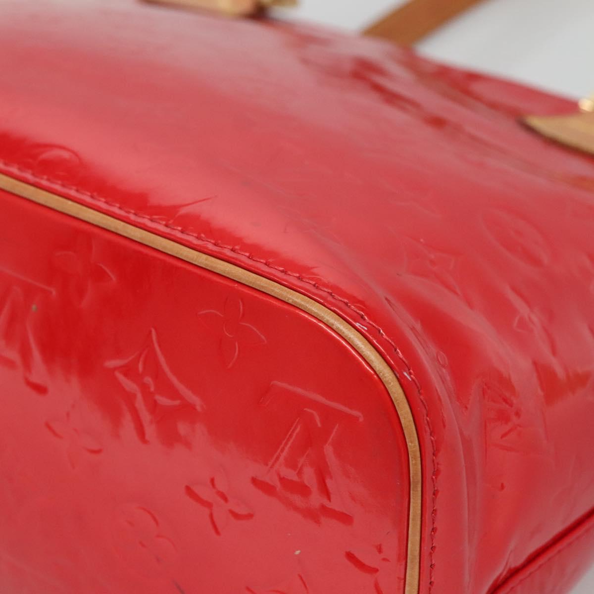 LOUIS VUITTON Monogram Vernis Houston Hand Bag Red M91092 LV Auth BA4799