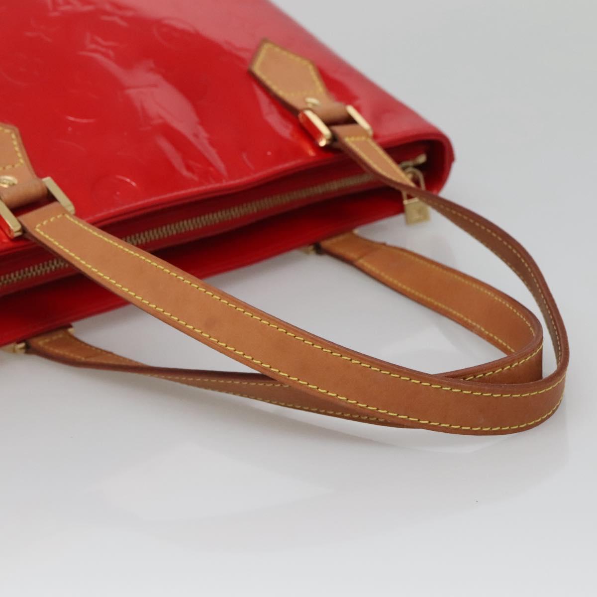 LOUIS VUITTON Monogram Vernis Houston Hand Bag Red M91092 LV Auth BA4799